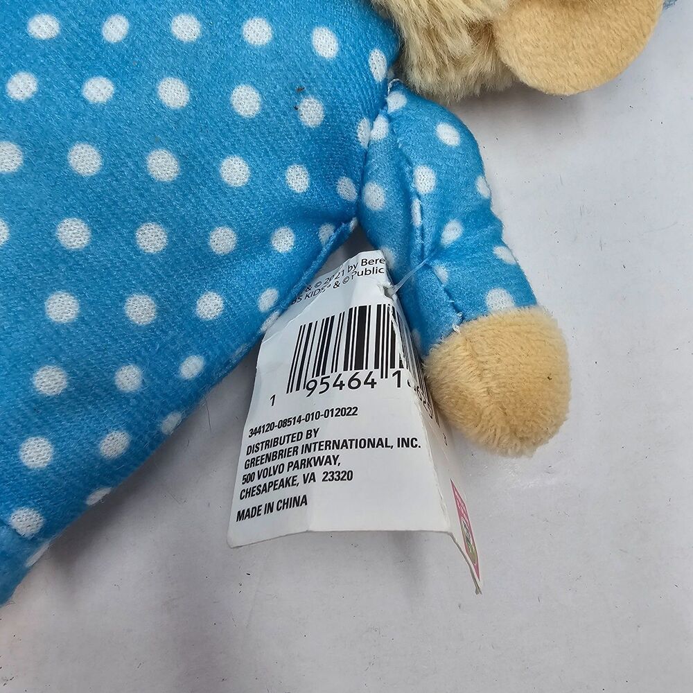 Berenstain Bears Sister Bear Plush Blue Polka Dot Nightgown Nightcap NWT Tag 9" - Picture 3 of 9
